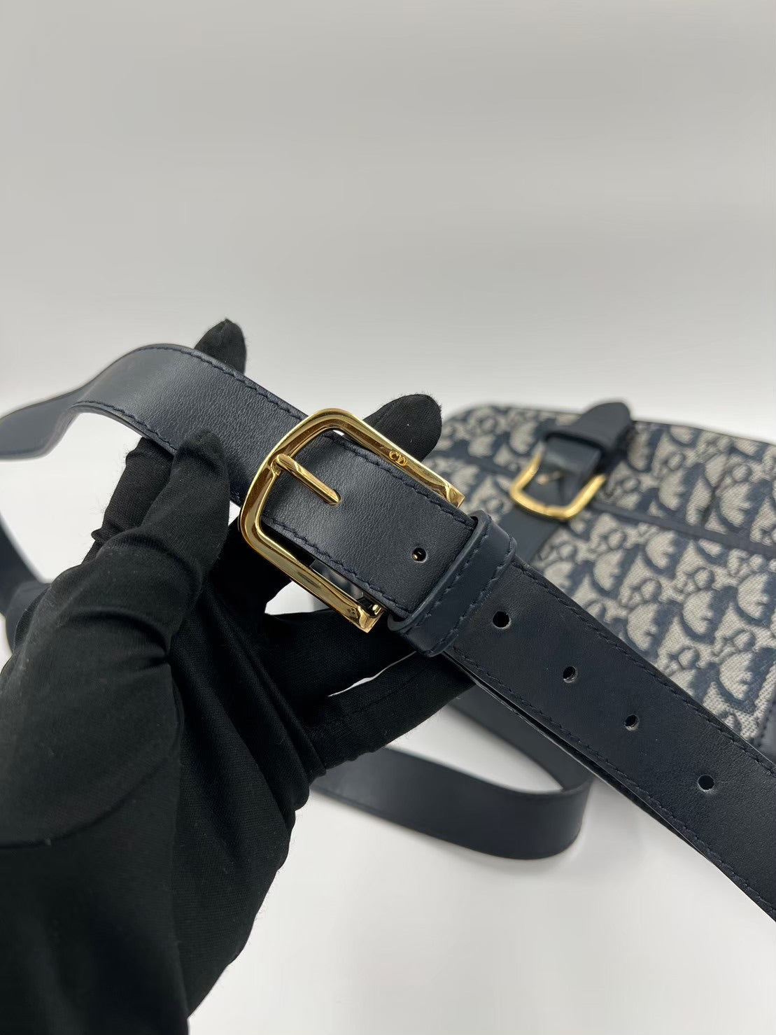 Dior 藍色緹花馬鞍包 / Rank SA