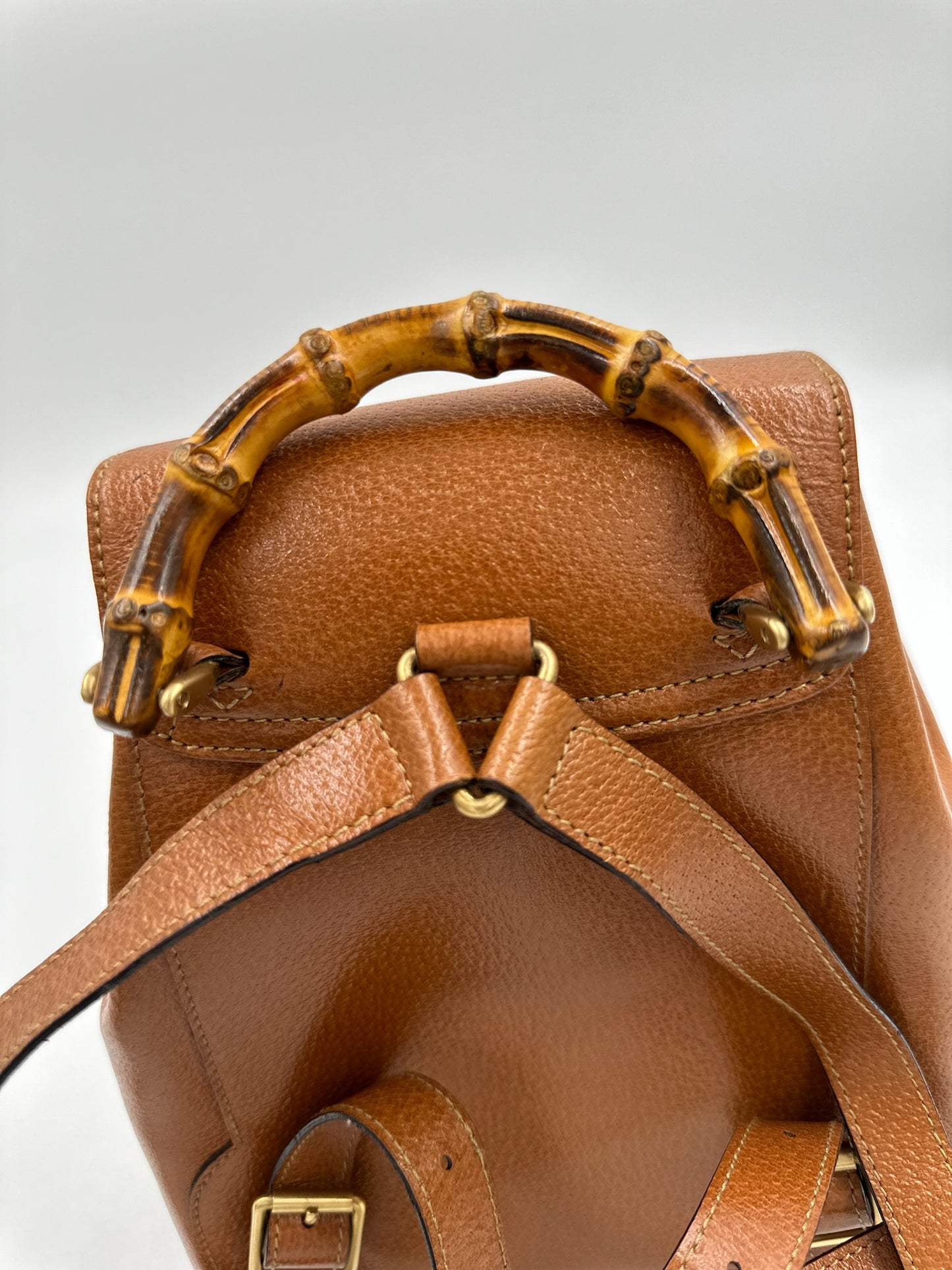 Gucci 復古焦糖竹節後背包 backpack bag / Rank A S240411004