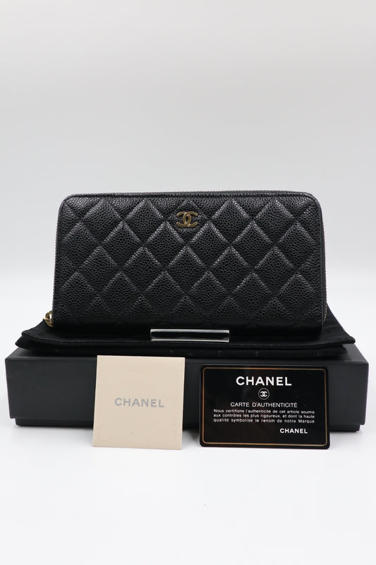 Chanel 金色雙C荔枝皮長夾  / Rank SA 251006004