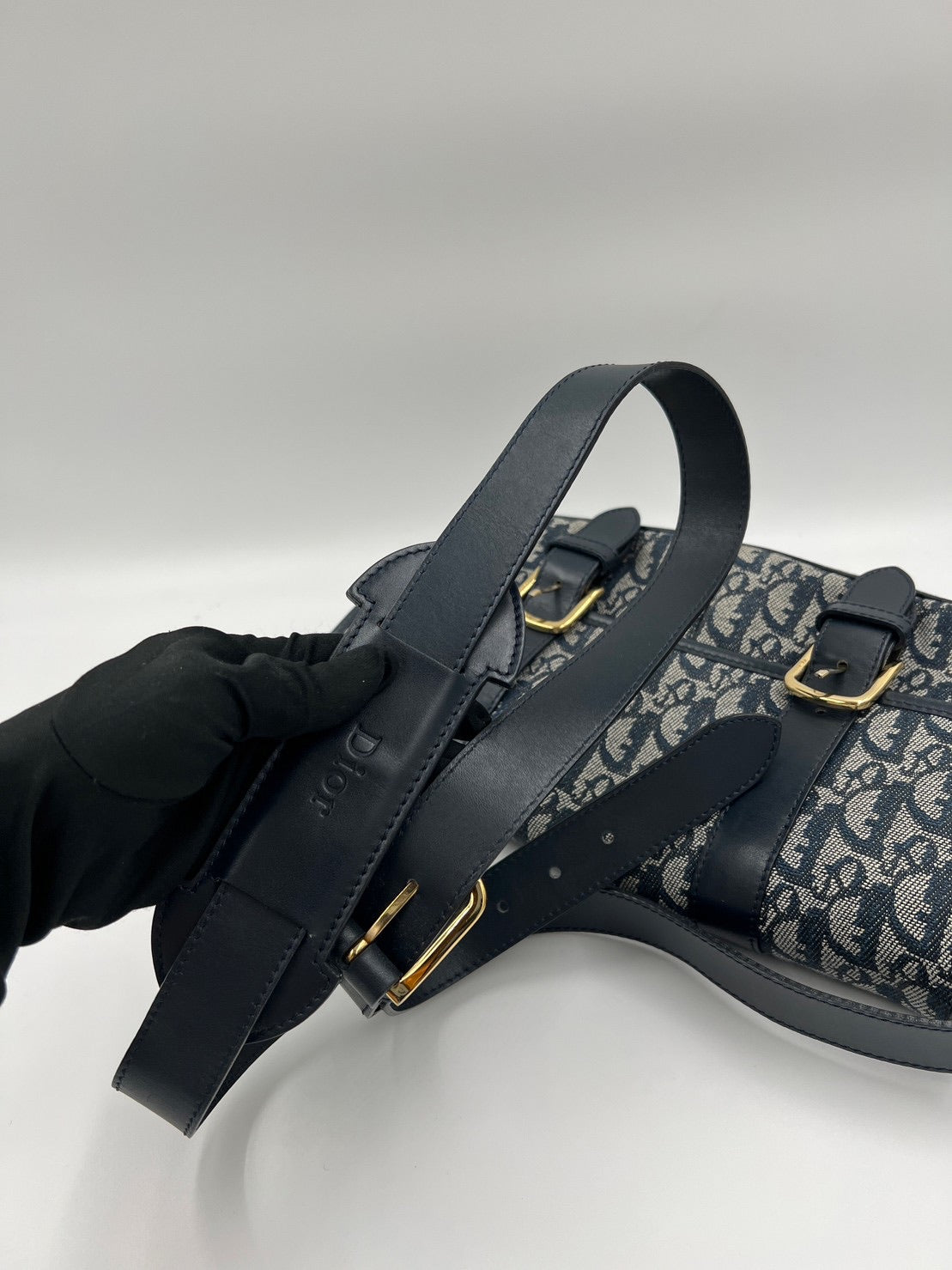 Dior 藍色緹花馬鞍包 / Rank SA