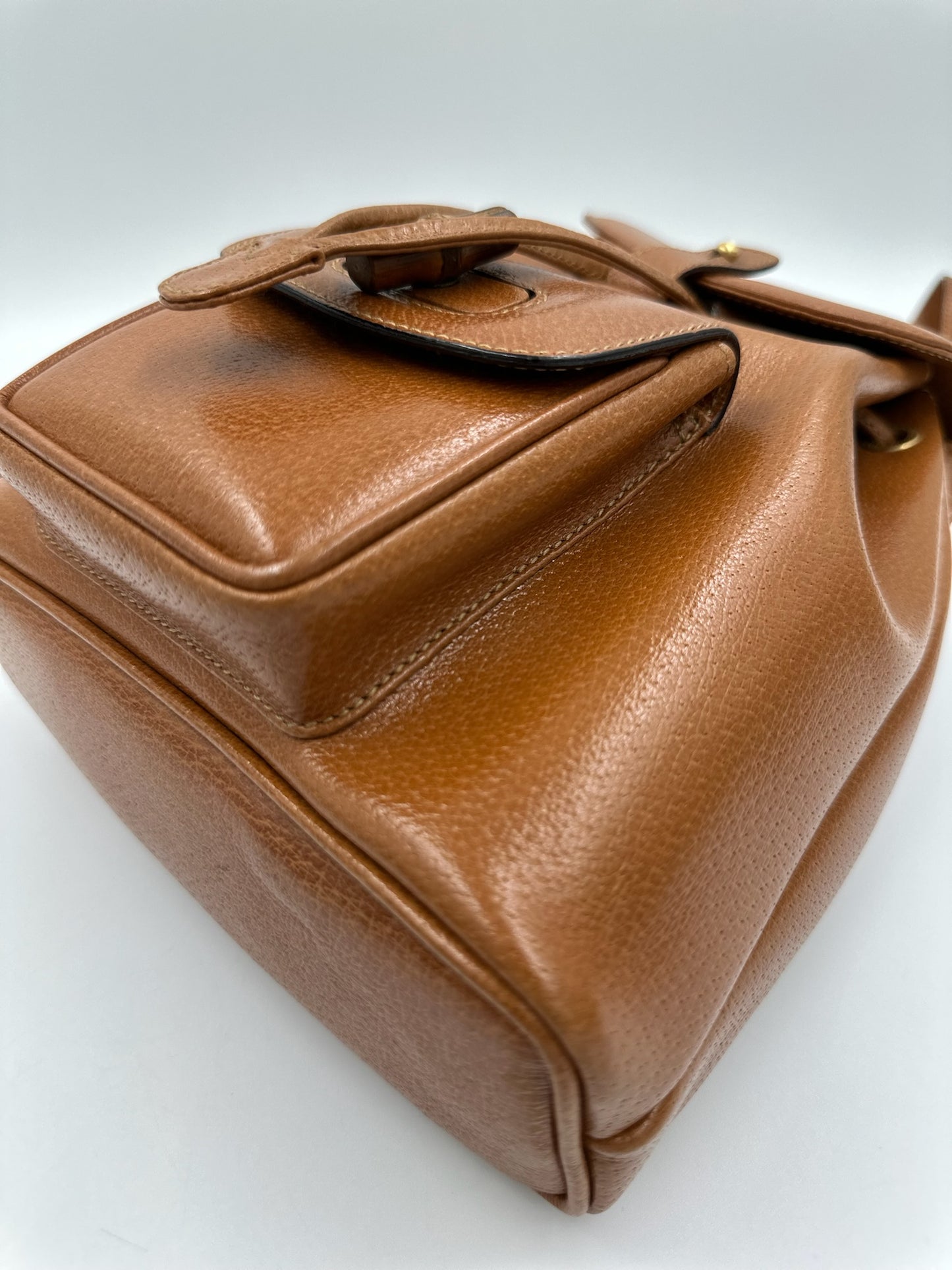 Gucci 復古焦糖竹節後背包 backpack bag / Rank A S240411004