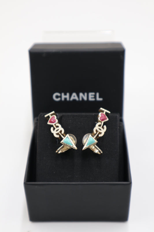 Chanel Earrings 桃綠金雙C耳環/ Rank SA 250903001