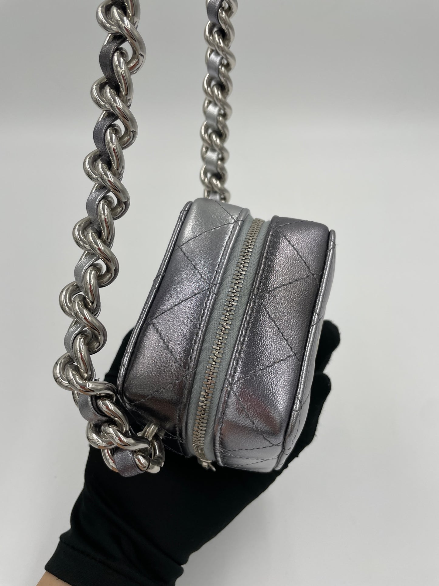 Chanel 小盒子 銀色/ Rank A
