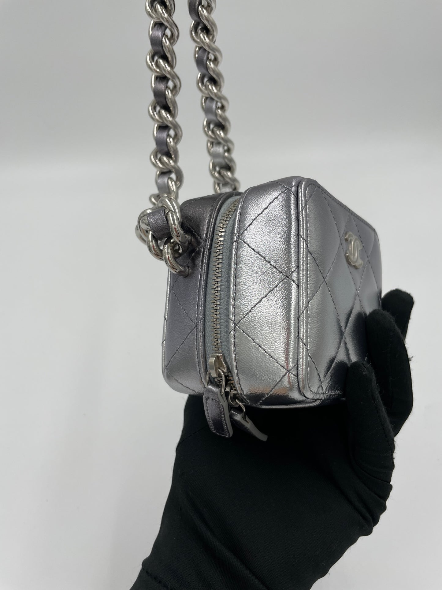 Chanel 小盒子 銀色/ Rank A