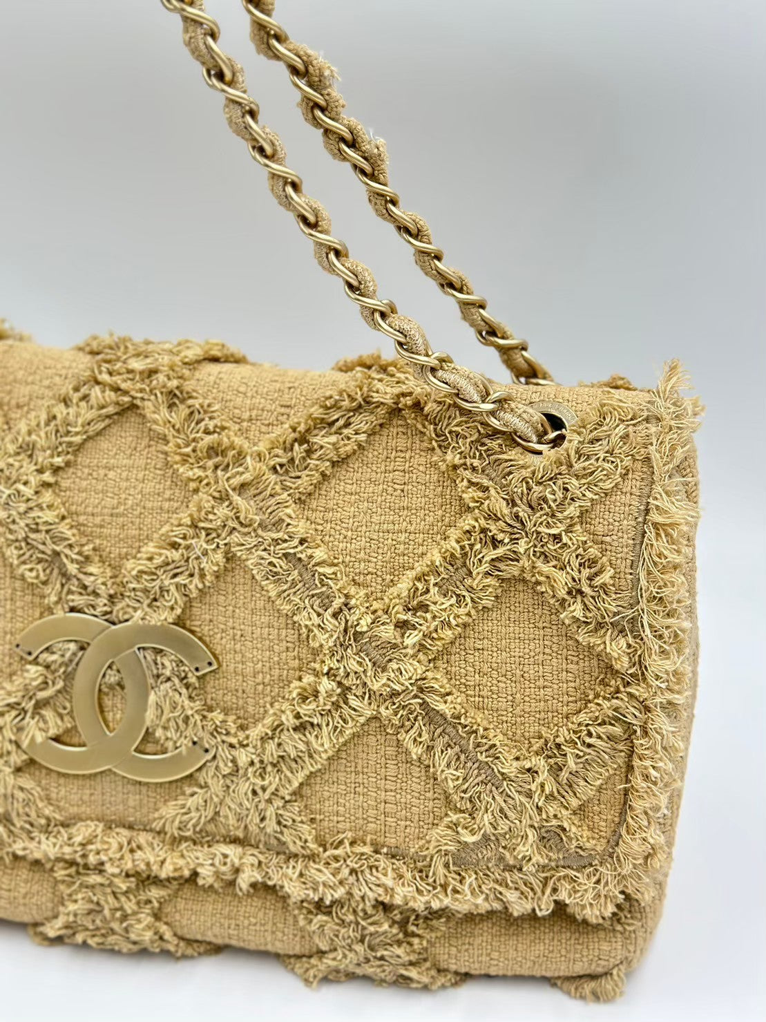 Chanel 亞麻雙鏈條CF / Rank A