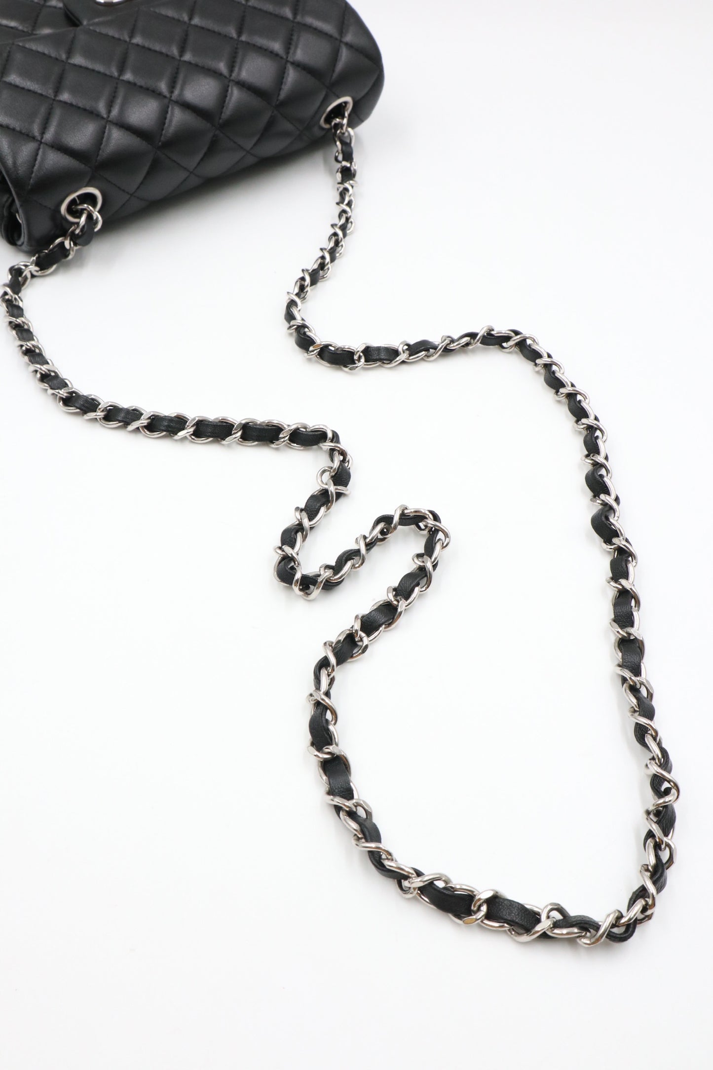 Chanel Mini CF 羊皮20cm 黑銀 / Rank SA 251113001