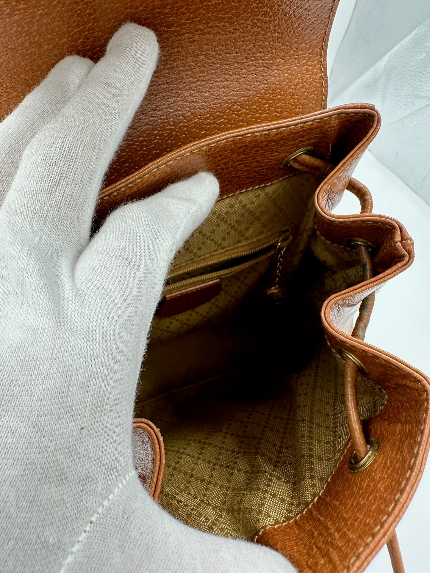 Gucci 復古焦糖竹節後背包 backpack bag / Rank A S240411004