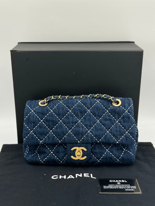 Chanel Denim Classic Flap 25cm 牛仔鏈條包 / Rank SA S240411006