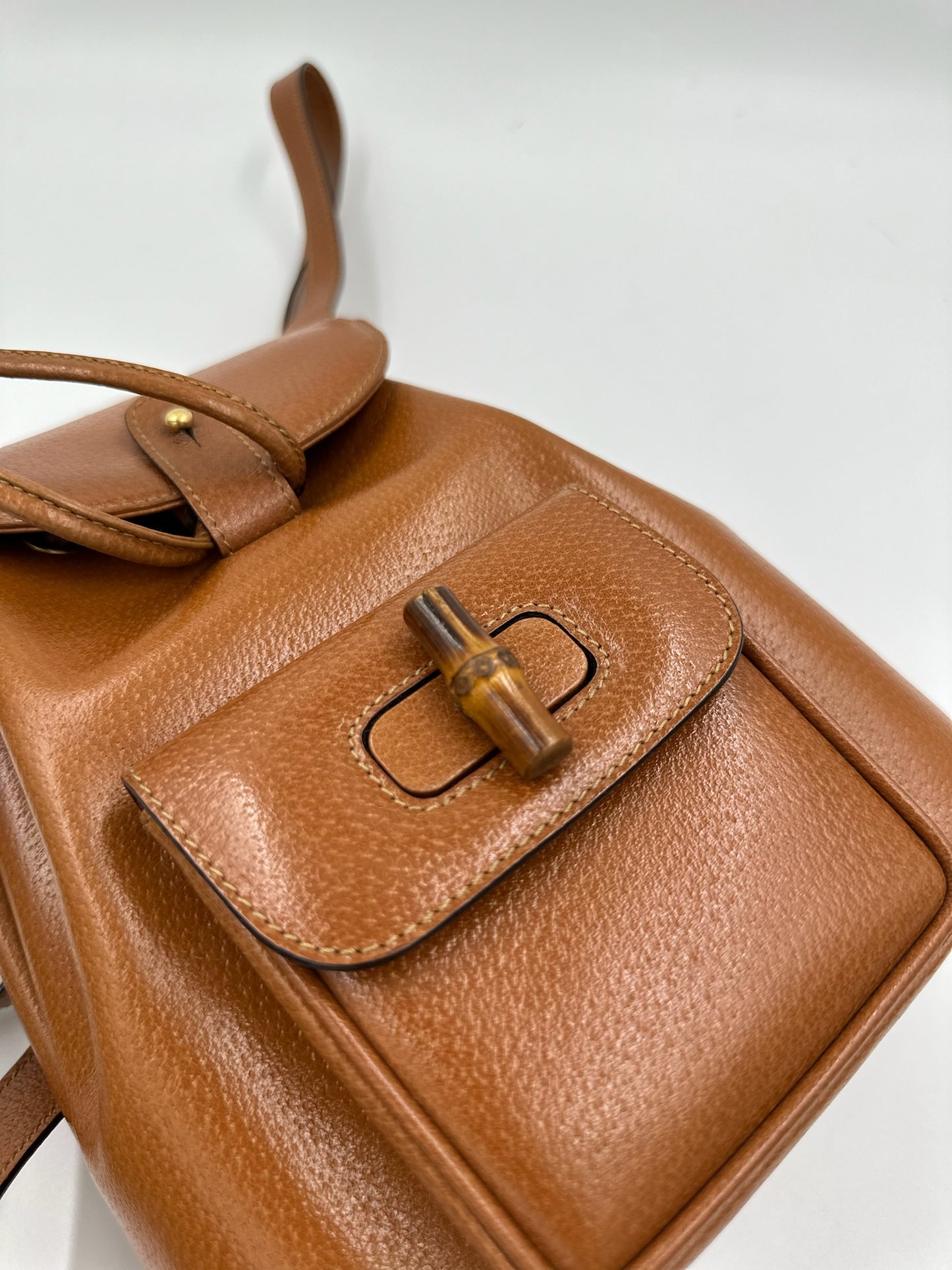 Gucci 復古焦糖竹節後背包 backpack bag / Rank A S240411004