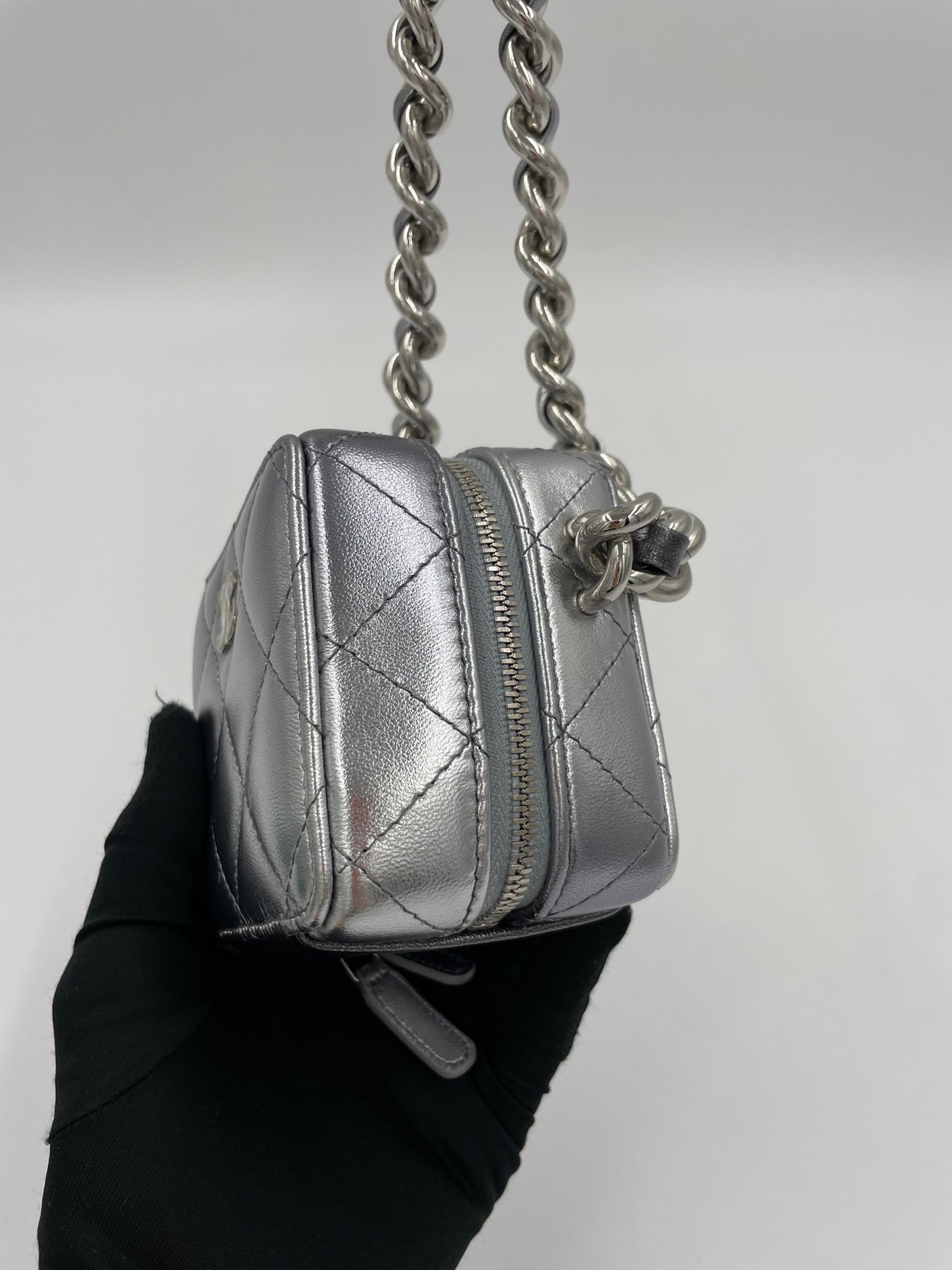 Chanel 小盒子 銀色/ Rank A