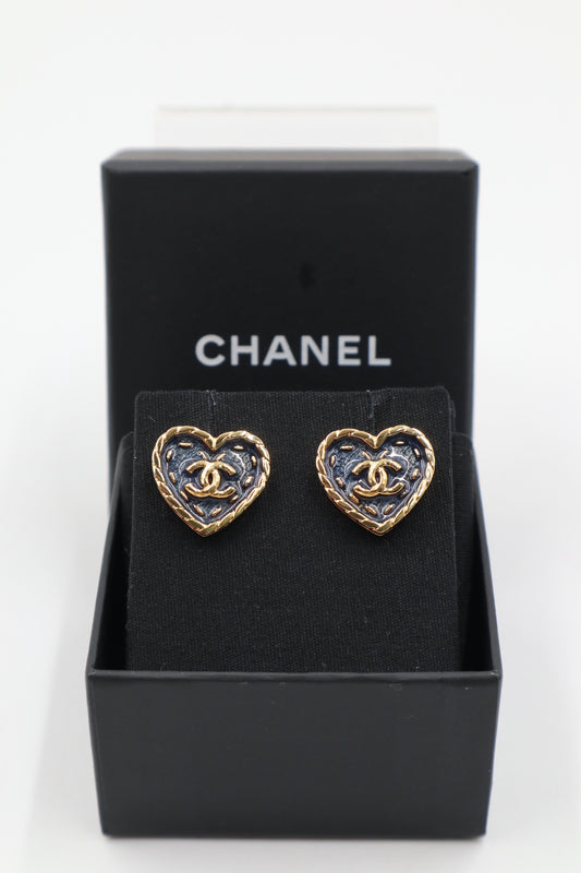 Chanel Earrings 24P牛仔藍愛心耳環/ Rank SA 251116002