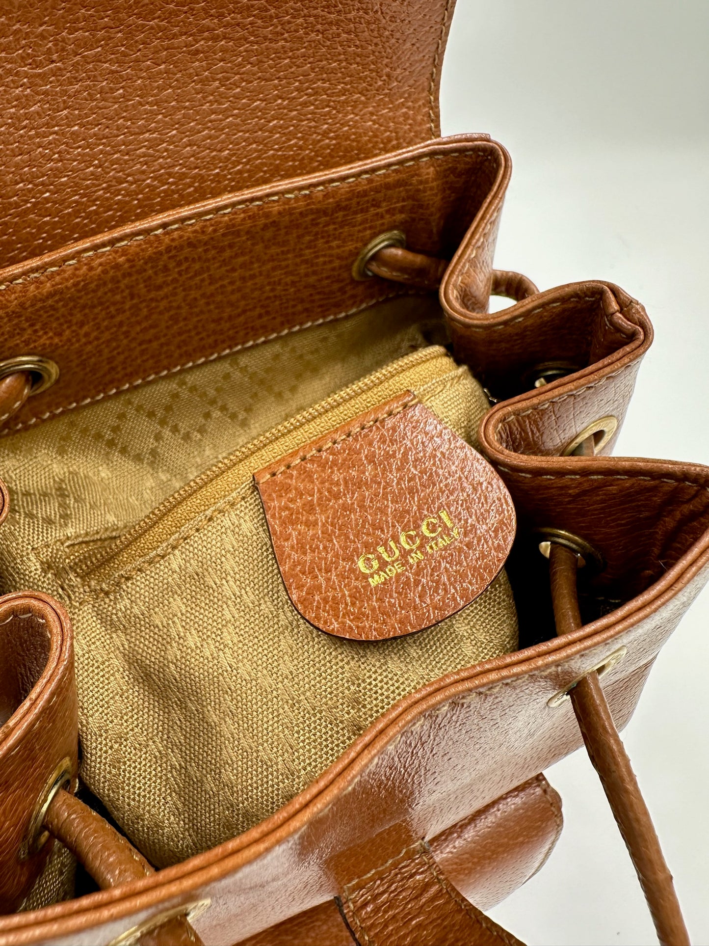Gucci 復古焦糖竹節後背包 backpack bag / Rank A S240411004