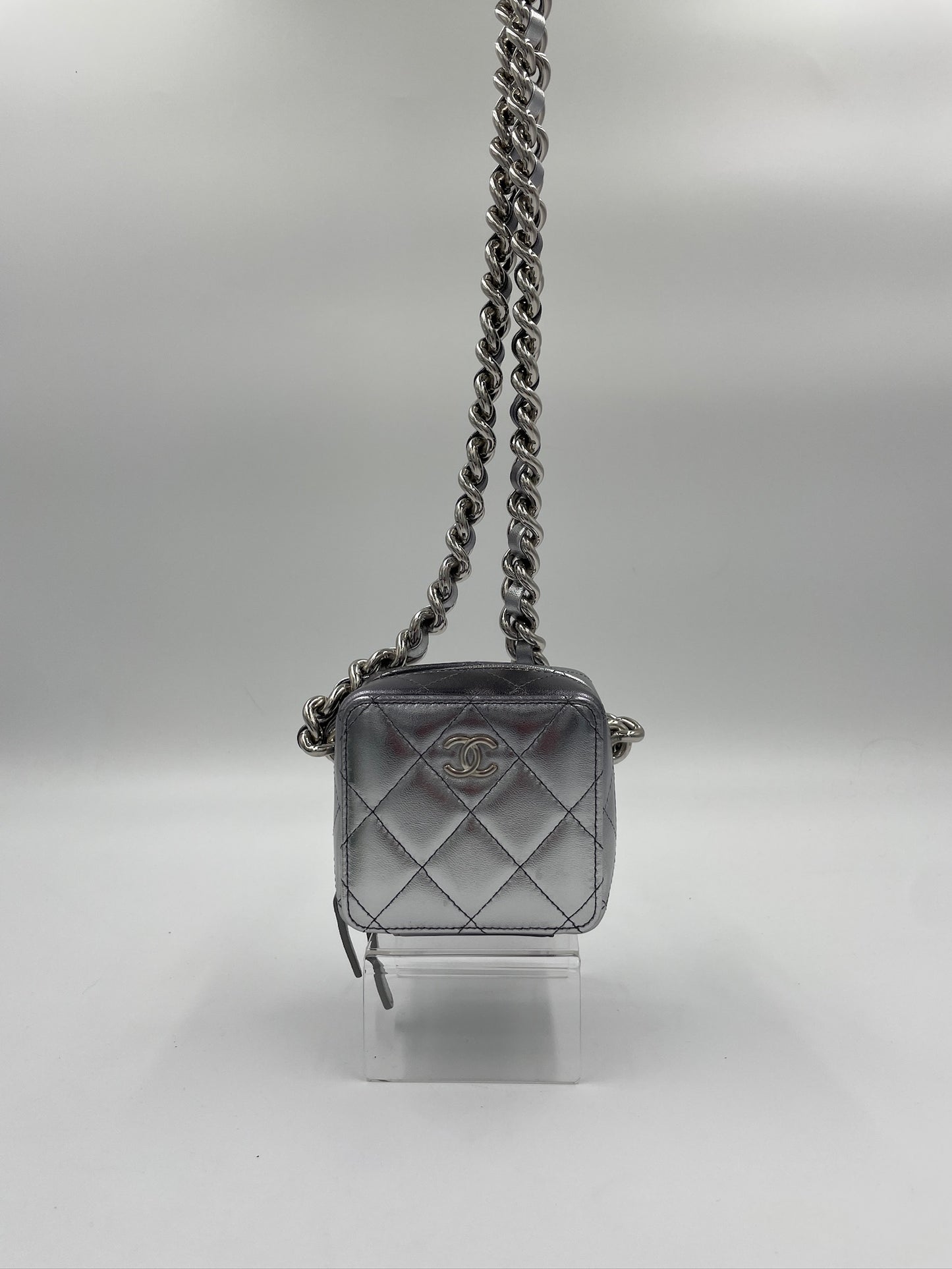 Chanel 小盒子 銀色/ Rank A