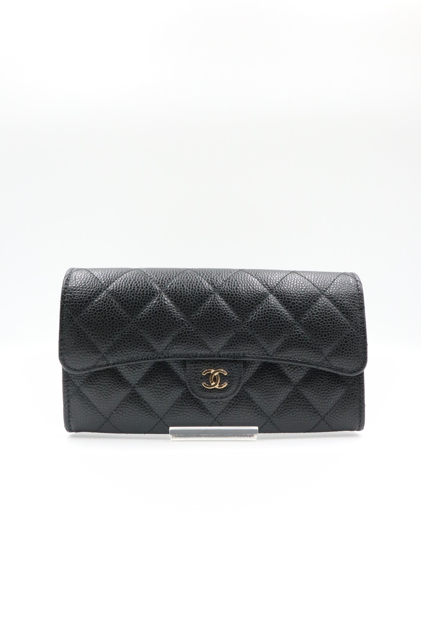 Chanel 金色雙C荔枝皮口蓋長夾  / Rank SA 251105004
