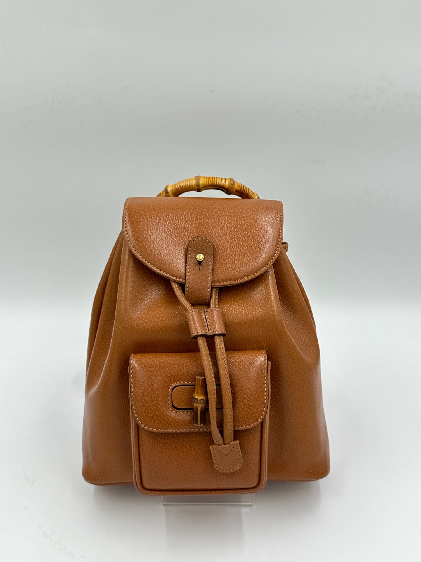 Gucci 復古焦糖竹節後背包 backpack bag / Rank A S240411004