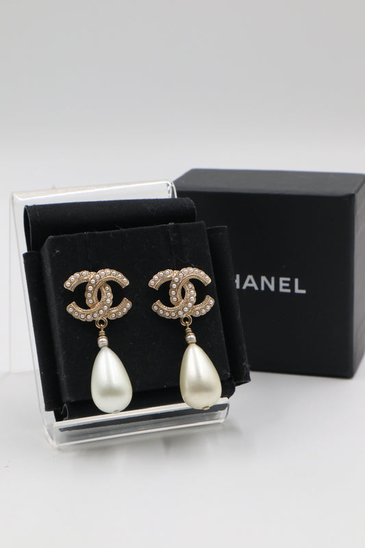Chanel Earrings 水滴珍珠水鑽圓型耳環/ Rank SA 251110001