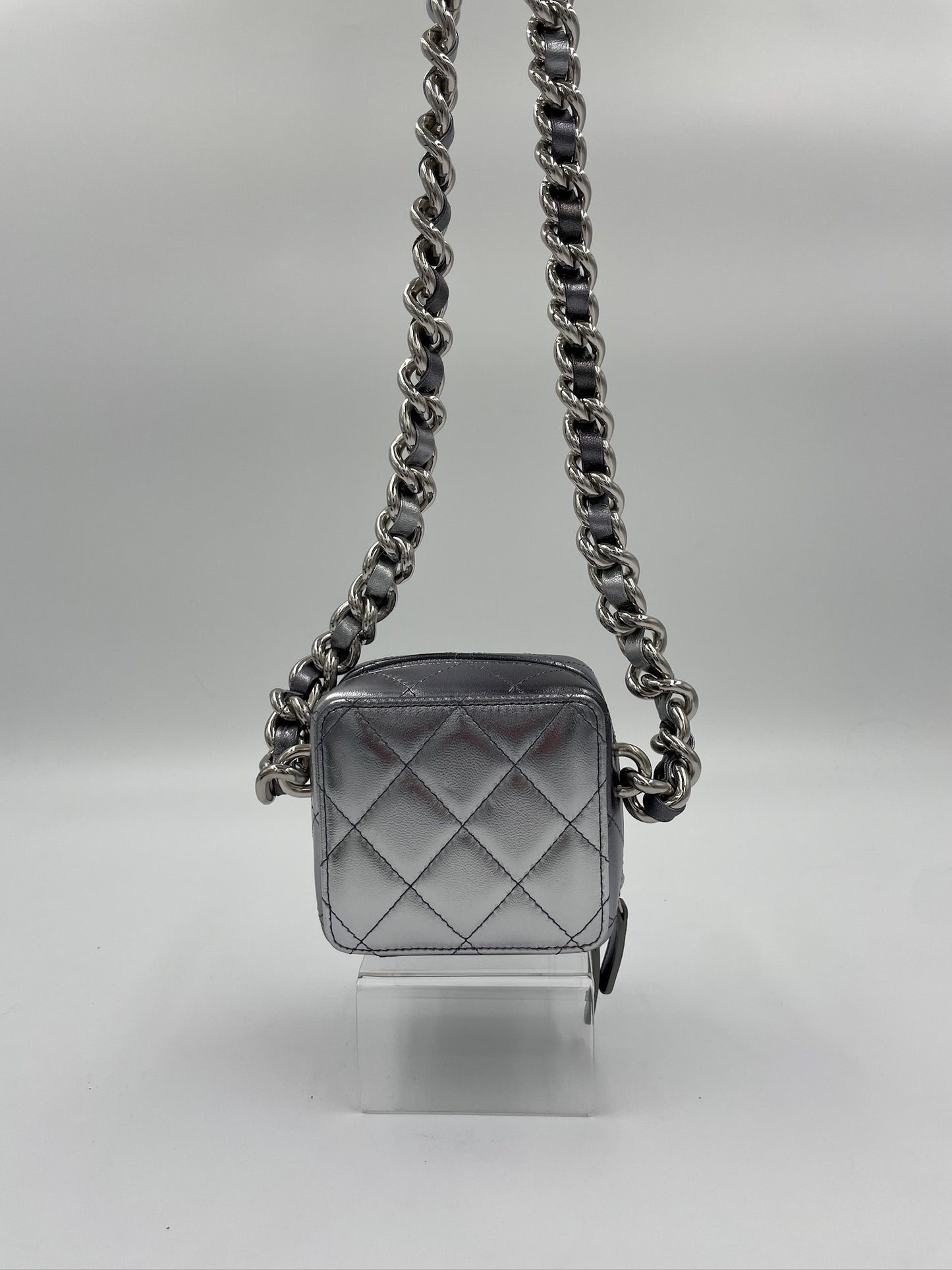 Chanel 小盒子 銀色/ Rank A