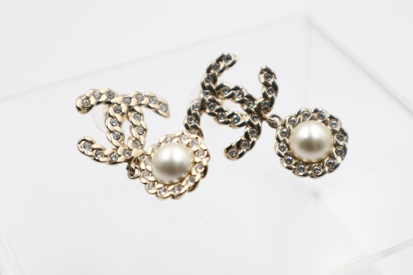 Chanel Earrings 雙C水鑽珍珠垂墜耳環/ Rank SA 250915001
