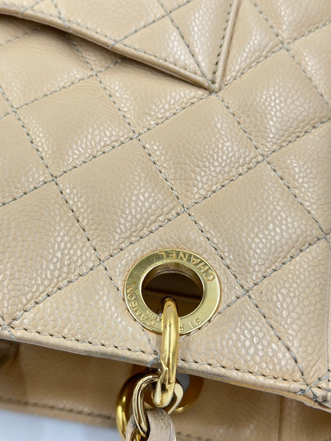Chanel Caviar Pst Tote Bag 奶茶/  Rank A