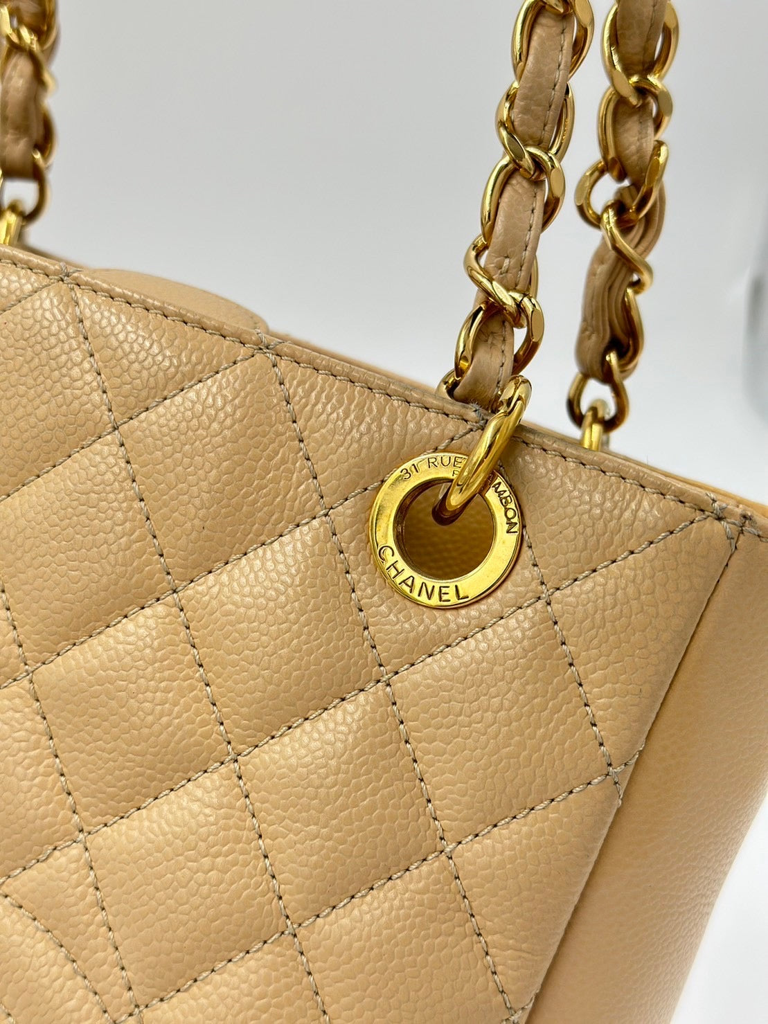 Chanel Caviar Pst Tote Bag 奶茶/  Rank A