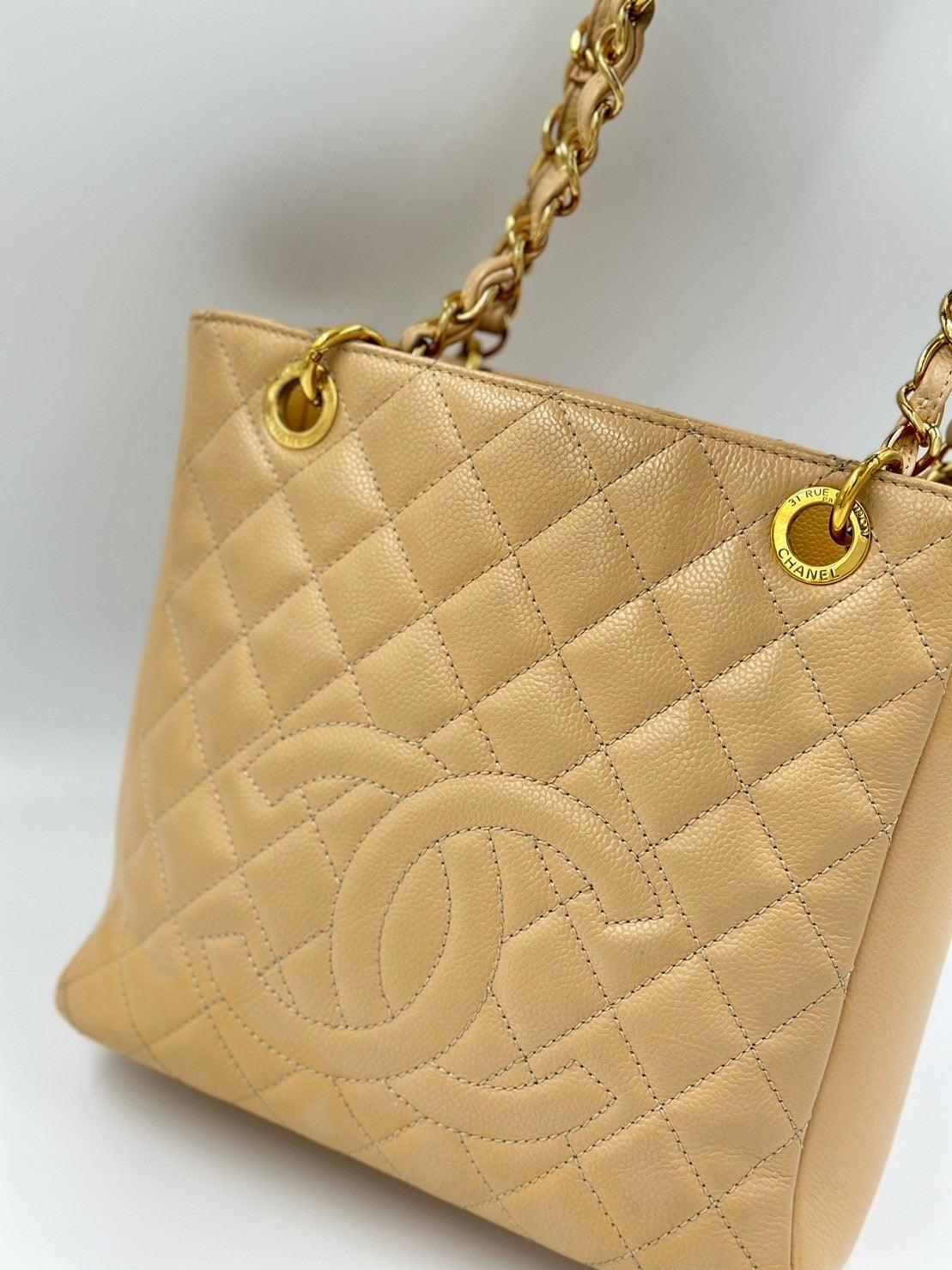 Chanel Caviar Pst Tote Bag 奶茶/  Rank A