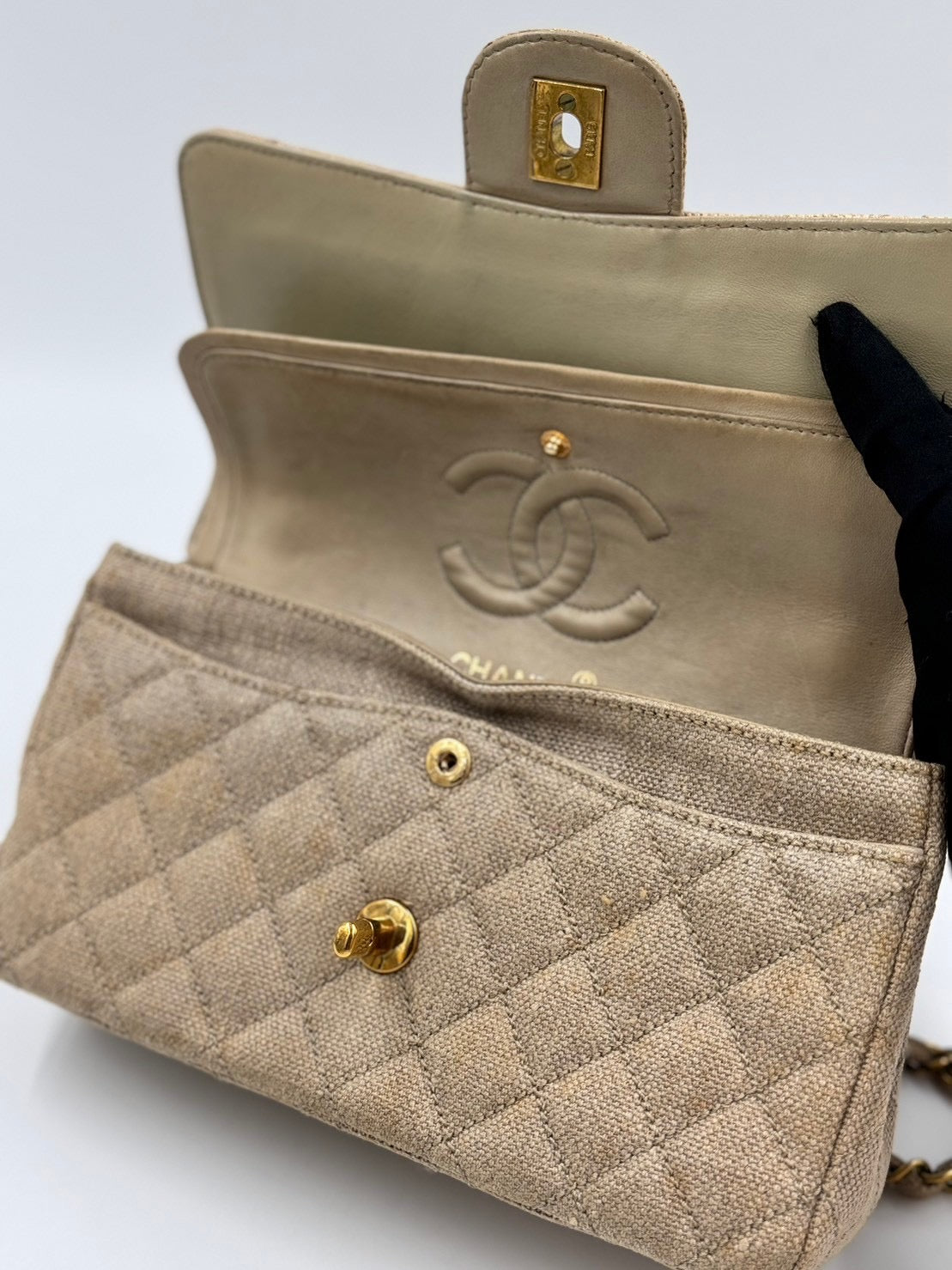 Chanel Classic Flap 23cm 亞麻奶茶色 ＣＦ/ Rank SA