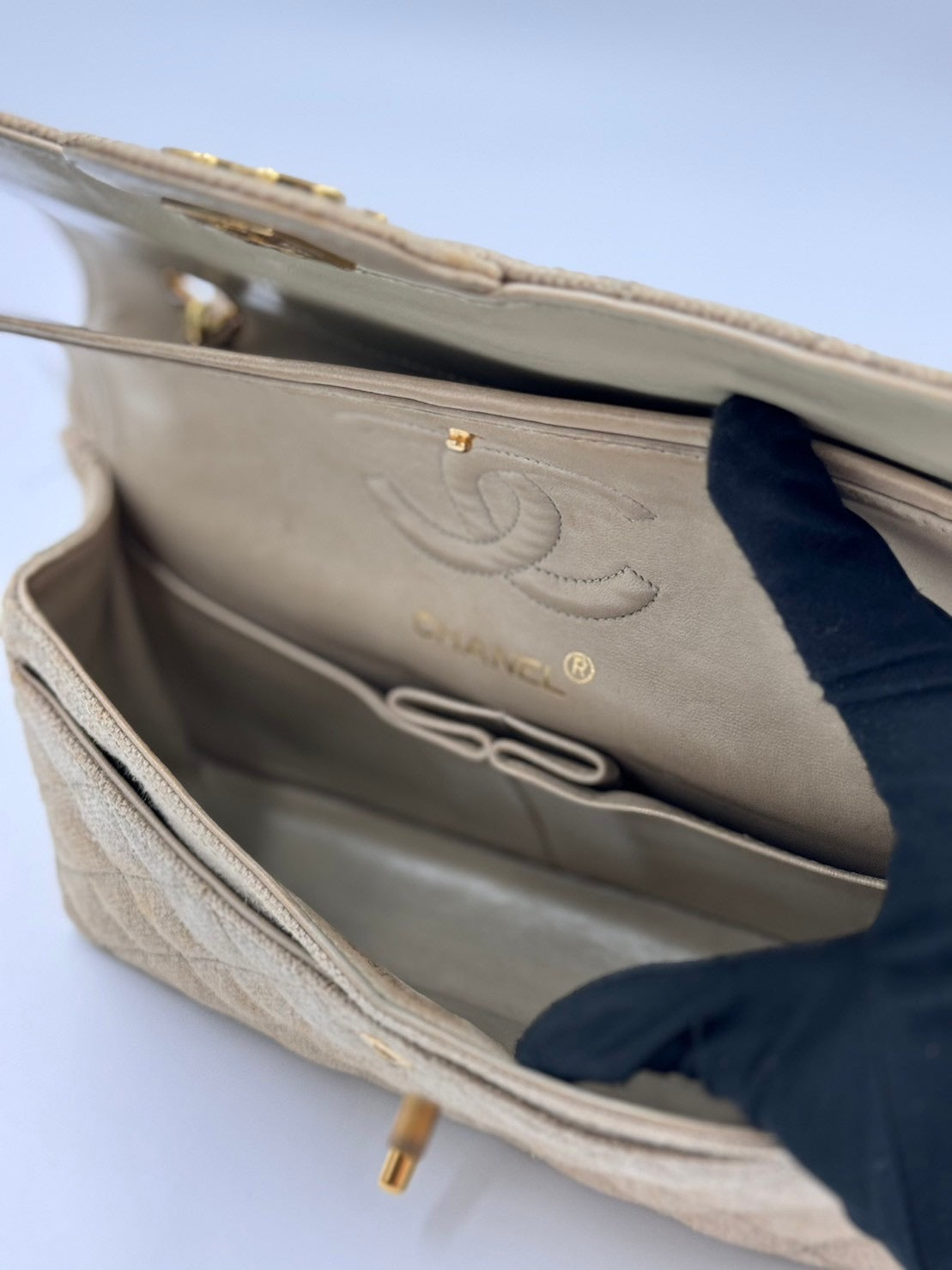 Chanel Classic Flap 23cm 亞麻奶茶色 ＣＦ/ Rank SA