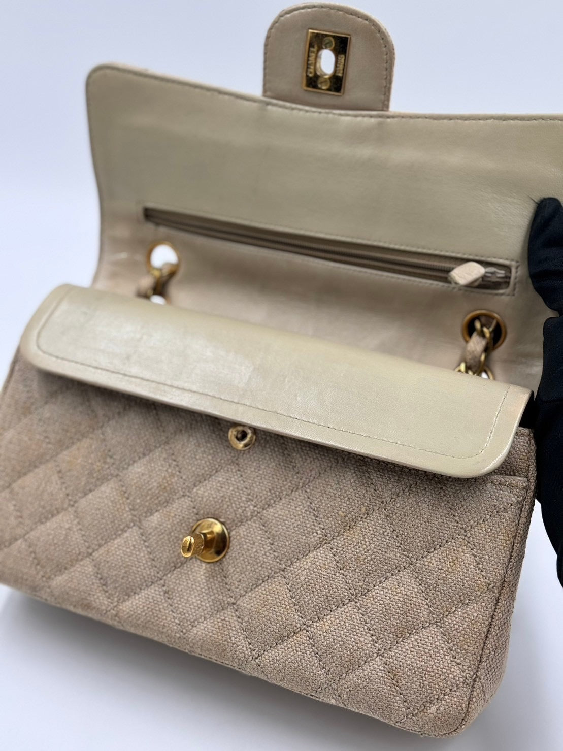 Chanel Classic Flap 23cm 亞麻奶茶色 ＣＦ/ Rank SA