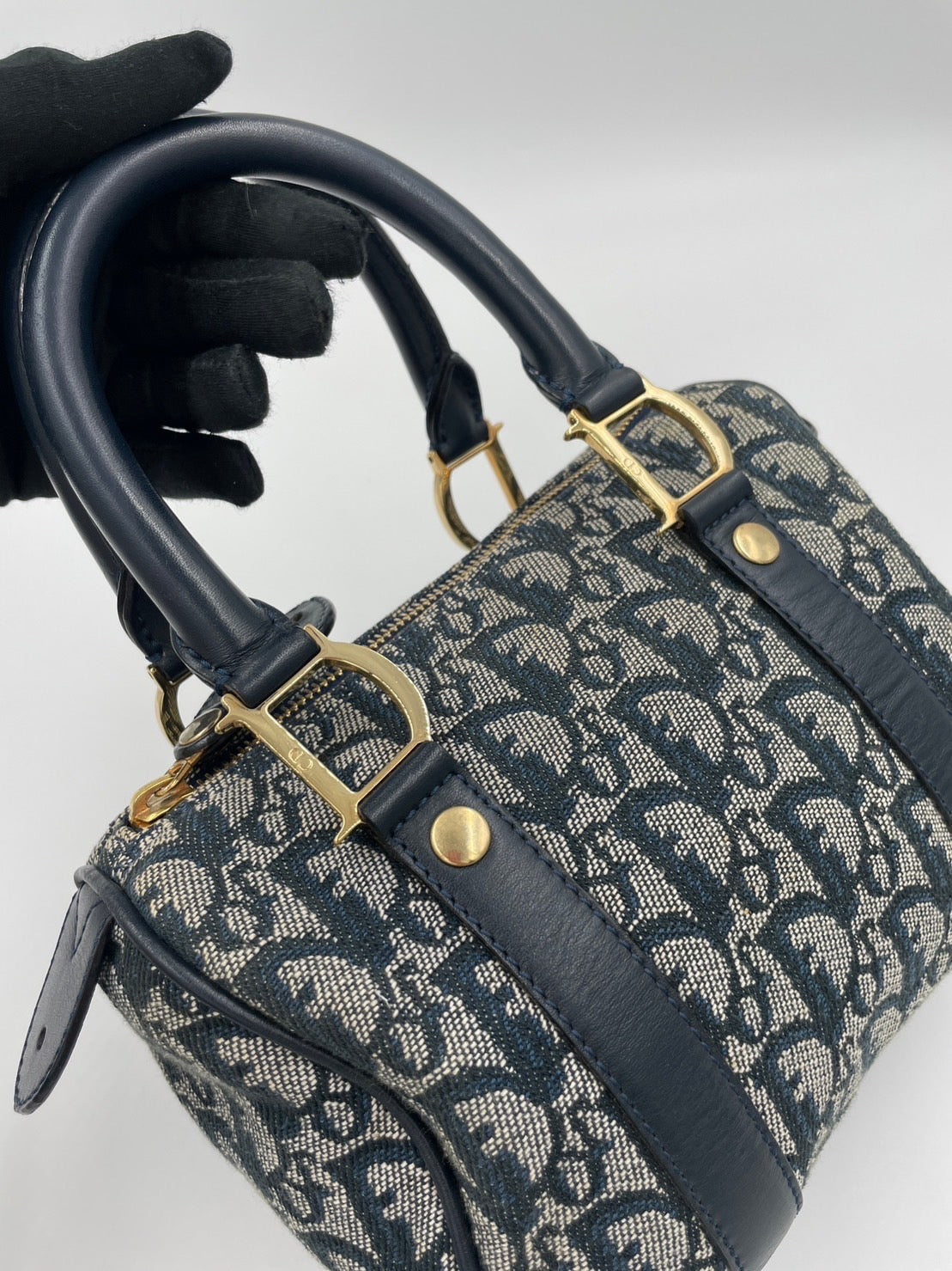 Dior 藍金老花迷你波士頓/Rank SA