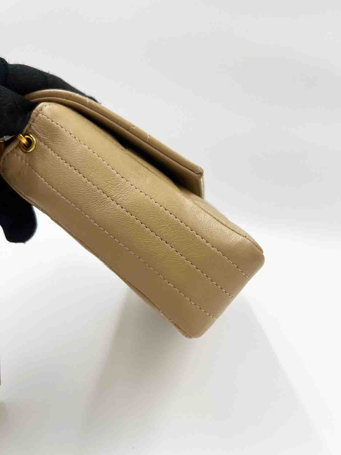 Chanel logo Bag Apricot Cream 19cm / Rank A