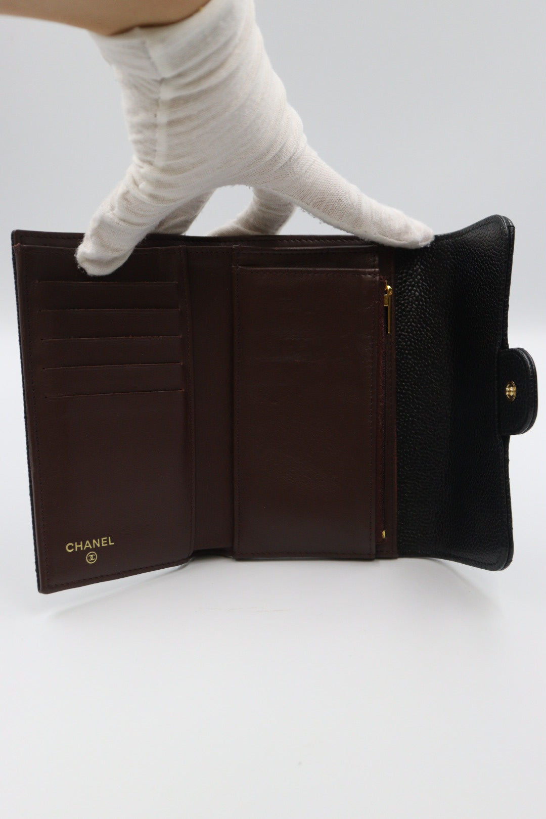 Chanel Caviar Skin Black Wallet / Rank SA