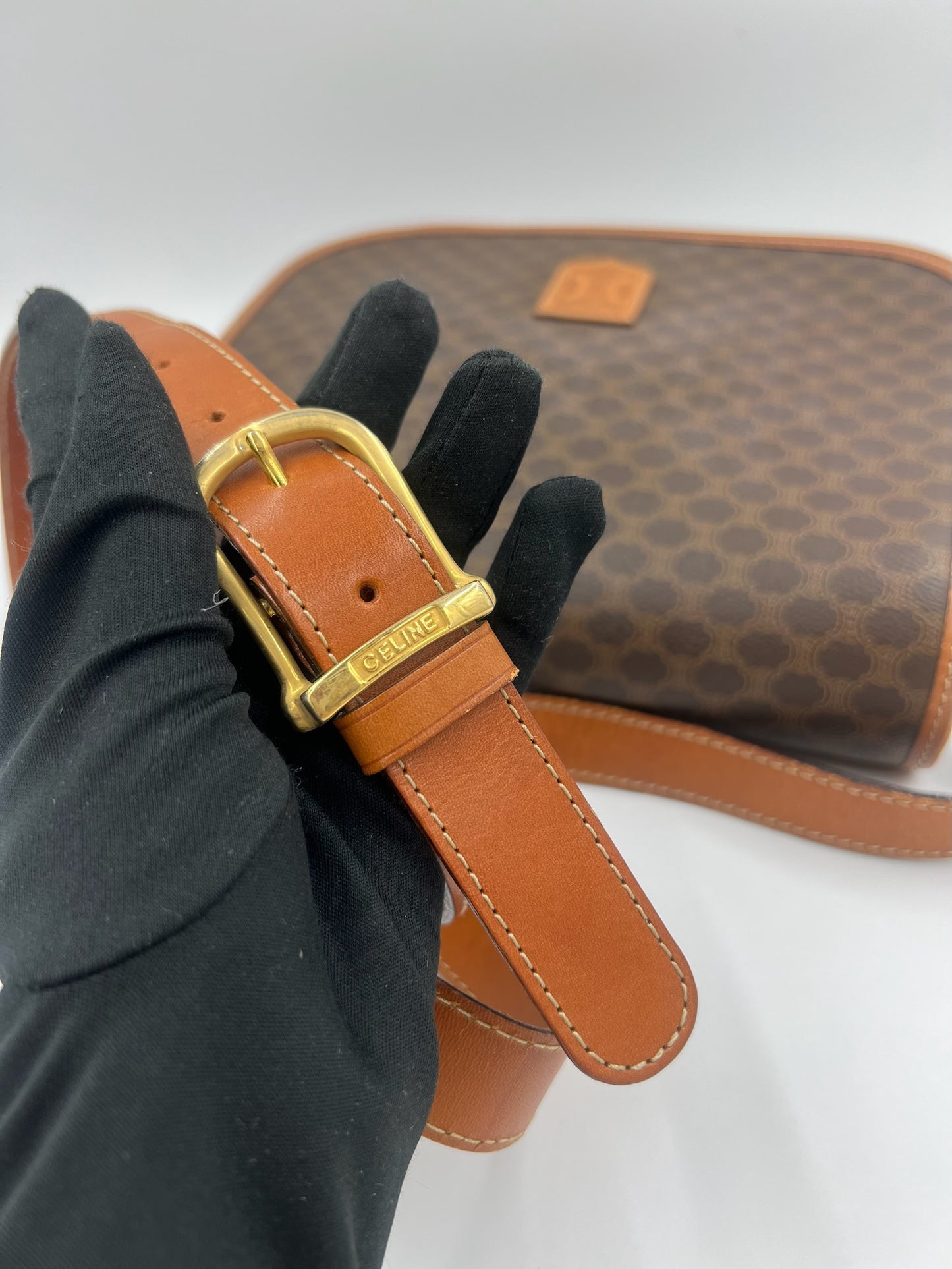 Celine 焦糖色凱旋門馬鞍包