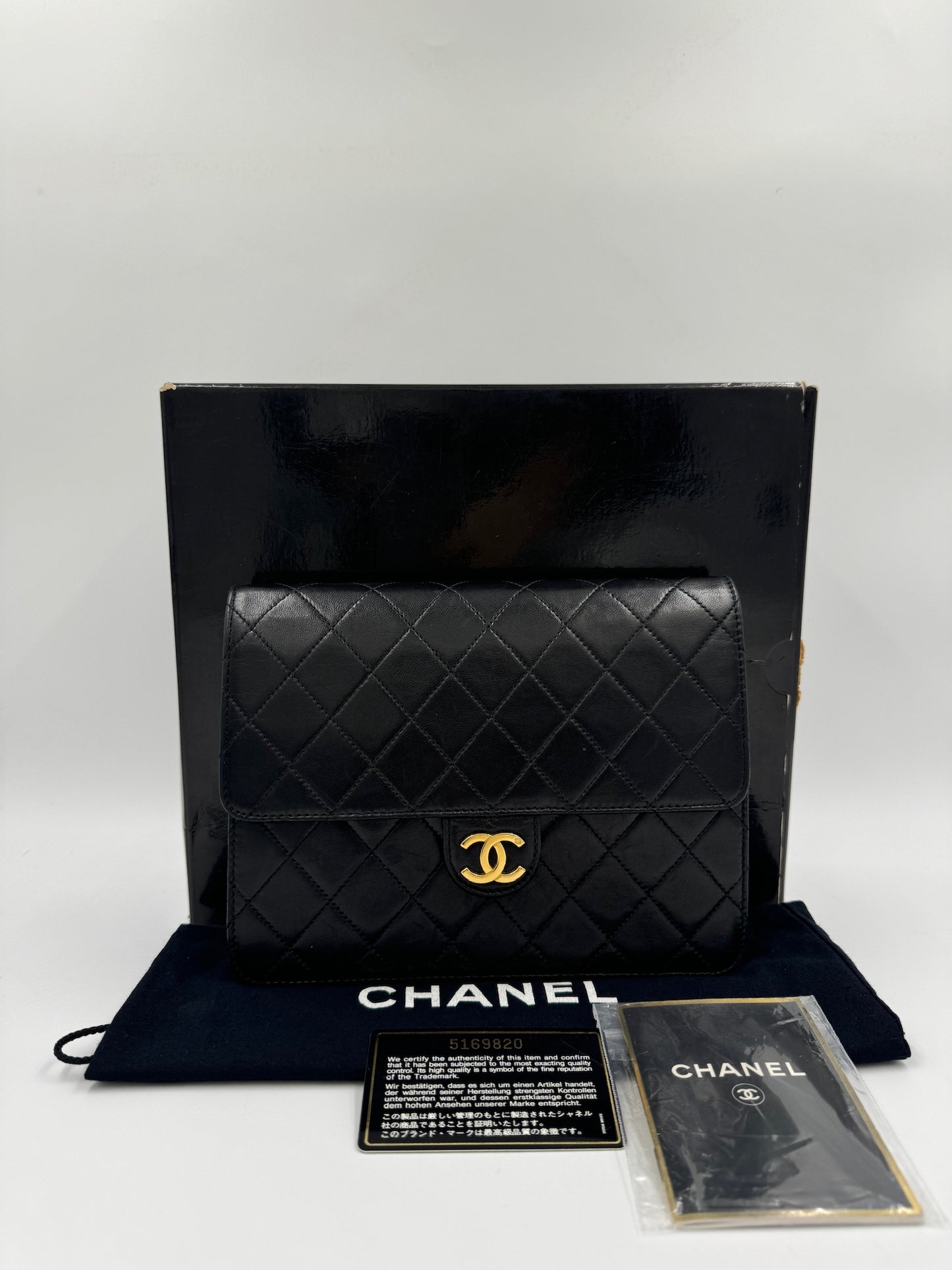 Chanel 22cm vintage 信封包 black 黑色 / Rank AB 24072002
