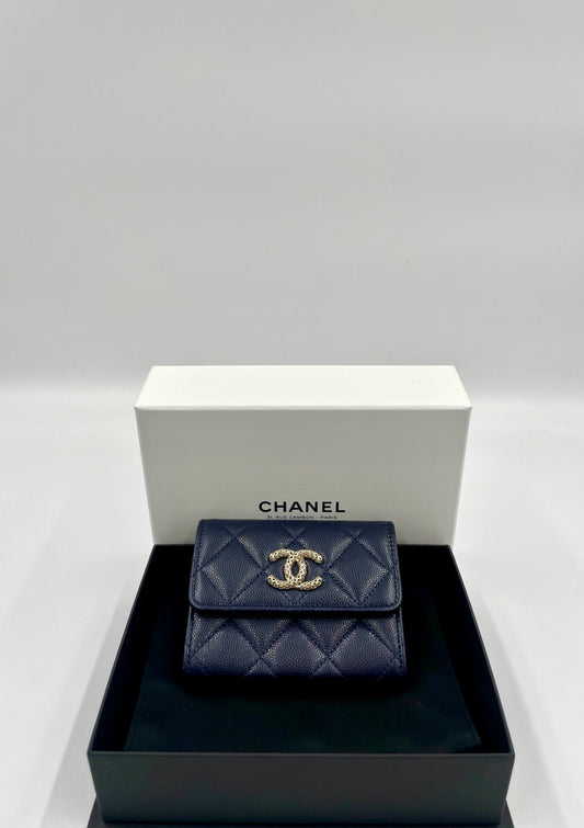 Chanel 23P 深藍色鏤空卡包 / NEW