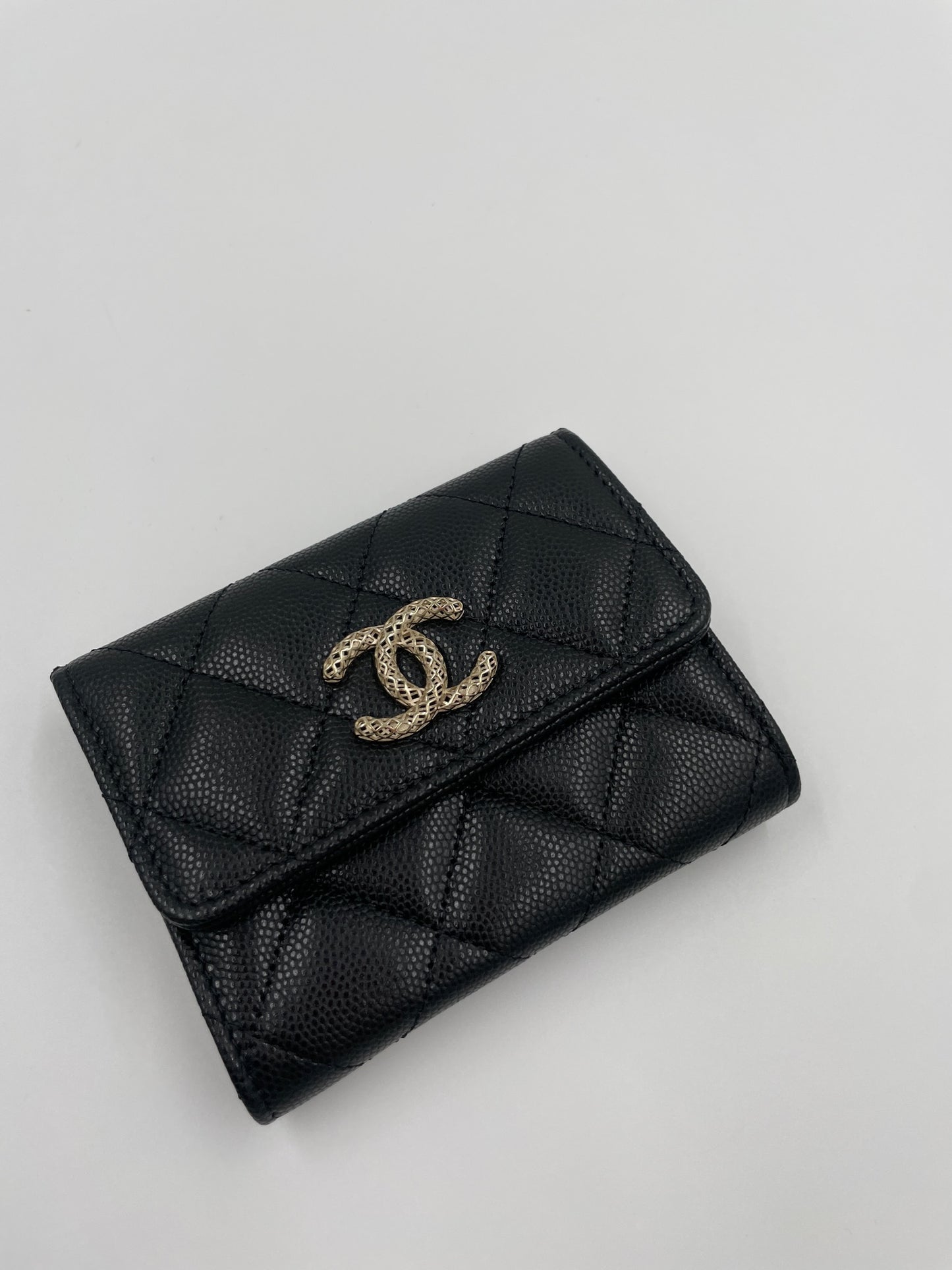 Chanel 23P 黑色鏤空LOGO卡包/NEW
