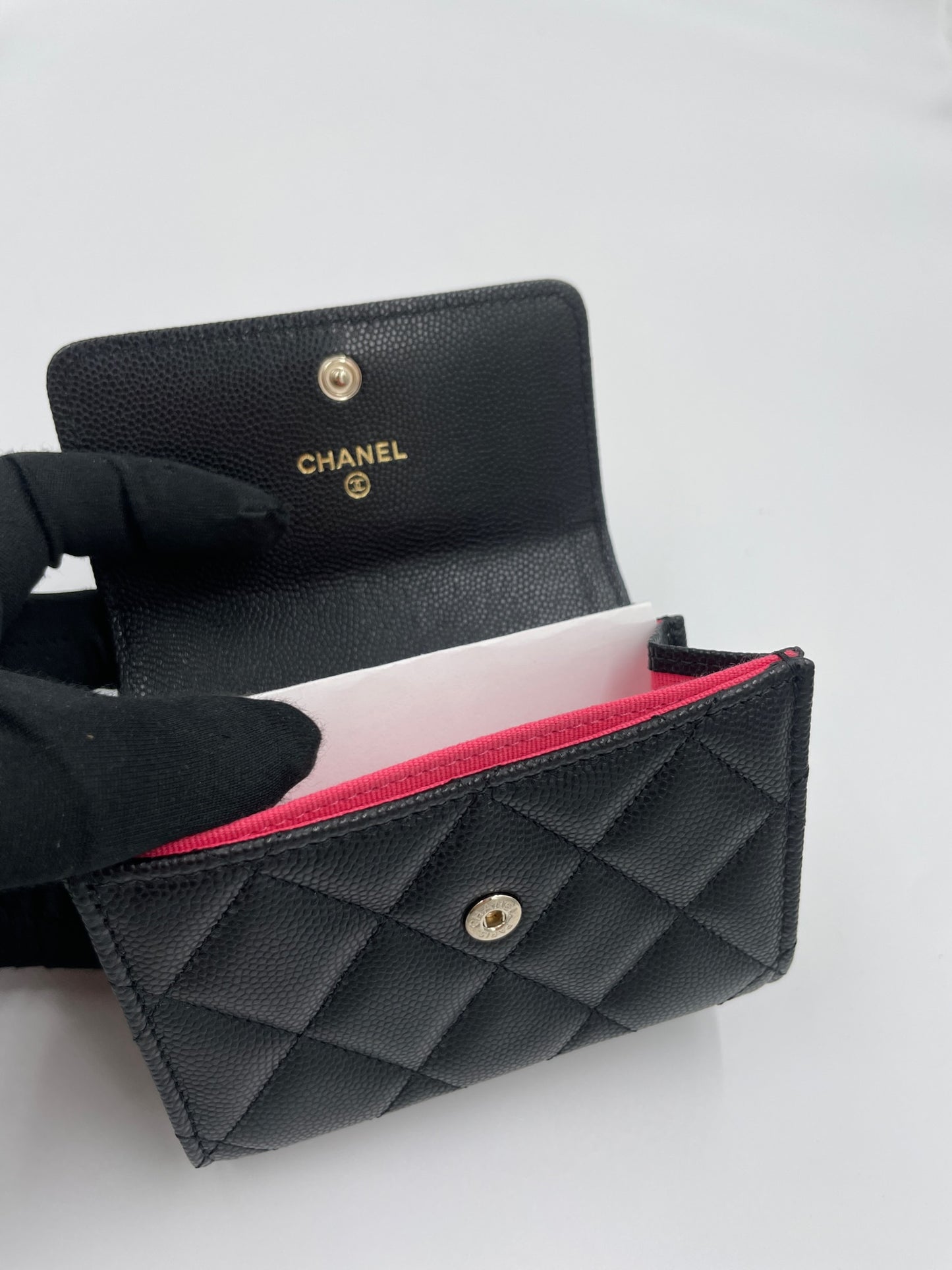 Chanel 23P 黑色鏤空LOGO卡包/NEW